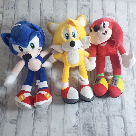 Bundle 3 Soft Sonic the Hedgehog Tails Knuckles Plush Toy Figures - Picture 1 of 3